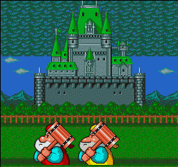 Two guys with large mallets begin the journey to rescue a princess